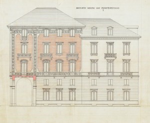 Facciata via Montevecchio - progetto edilizio casa Fratelli Boggio e C./Bonelli (ASCT, PE I cat. 1901/192)