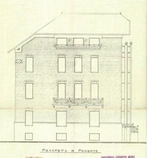 Facciata cortile interno - progetto edilizio casa Ravicchio-Curbis/Momo (ASCT, PE I cat. 1913/587)