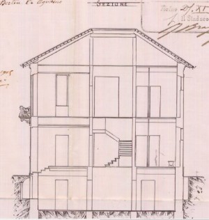 Sezione - progetto edilizio casa Berteu/Saccareli (ASCT, PE I cat. 1905/432)