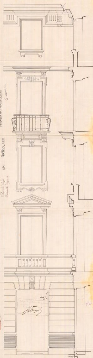 Particolare decorazione - progetto edilizio casa Delmastro/Mollino (ASCT, PE I cat. 1905/445)